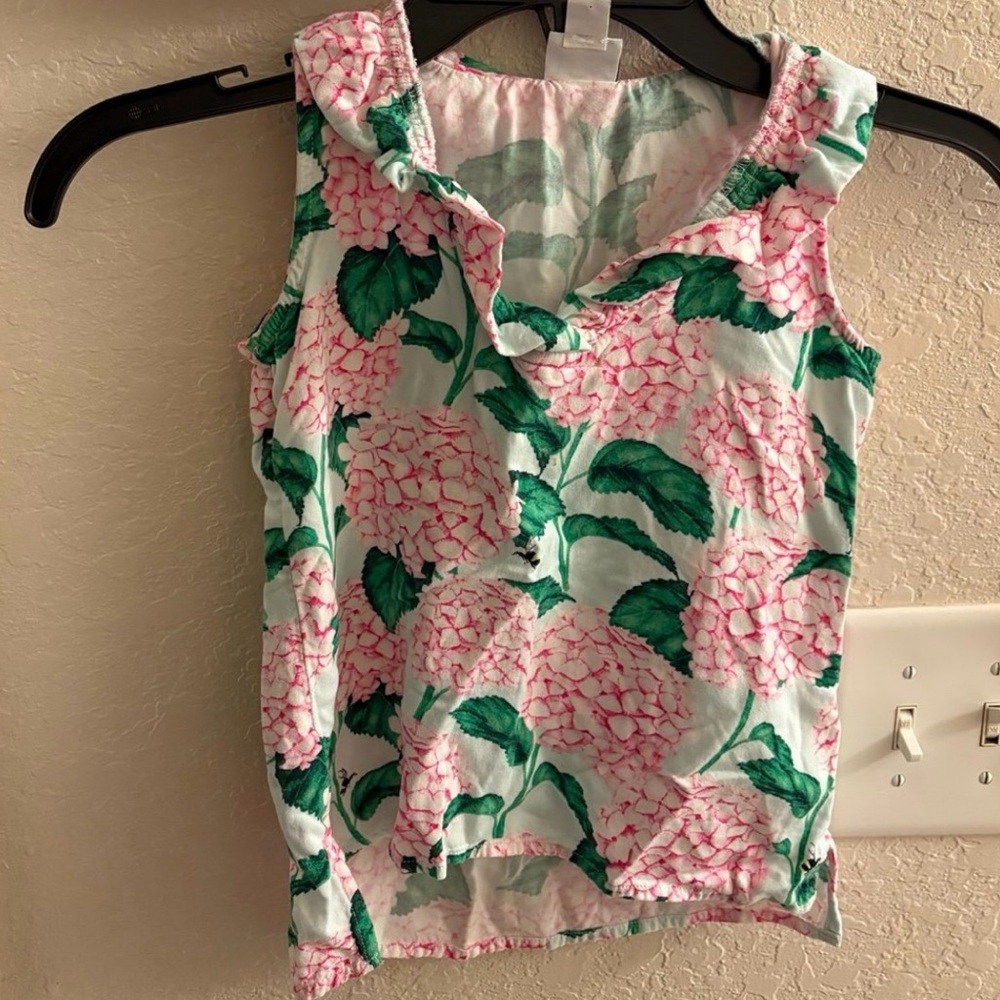 Crown & Ivy Floral Girl’s Sleeveless Top with Pink and Green Design